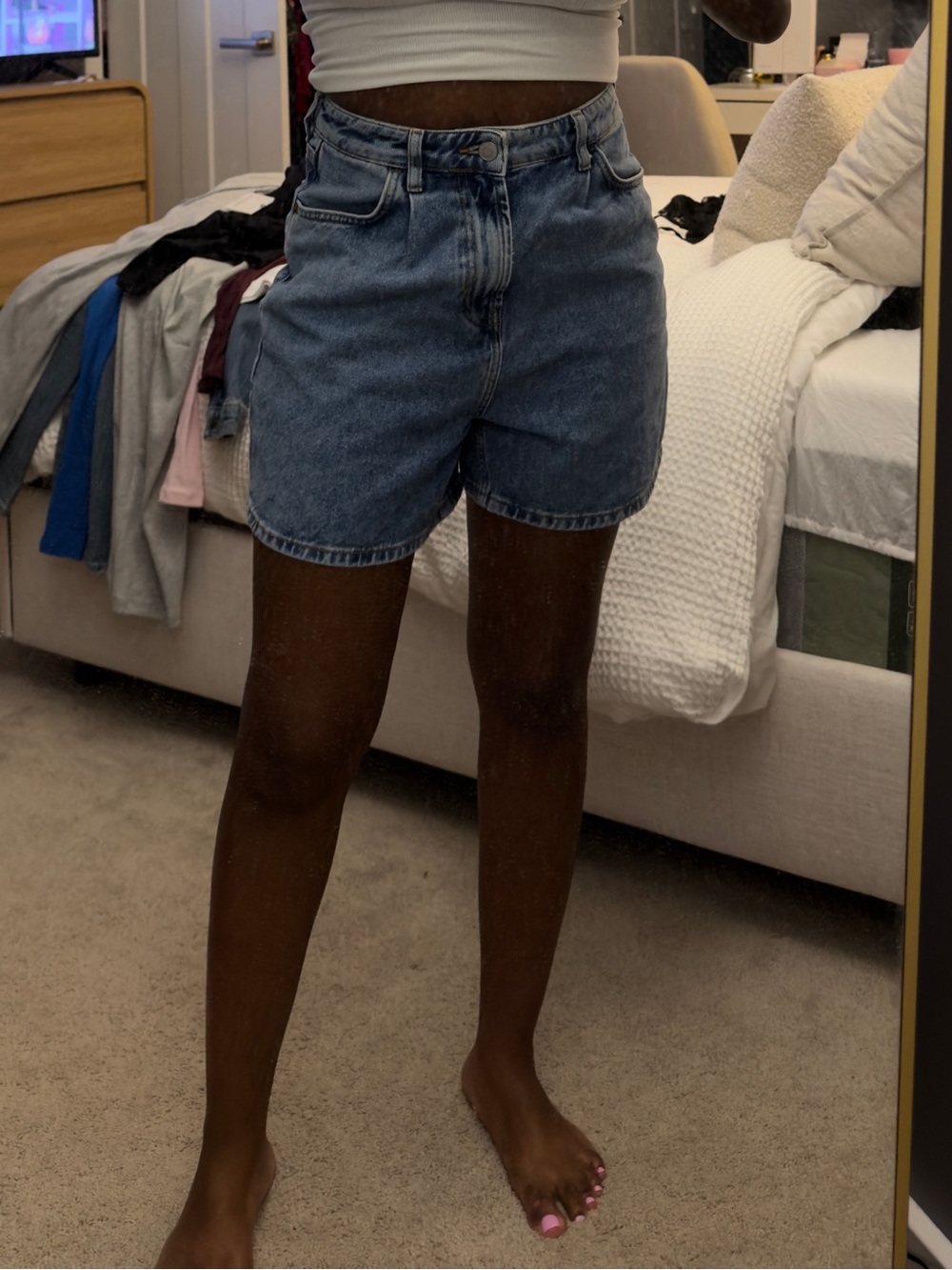 High-Waist Blue Denim Shorts